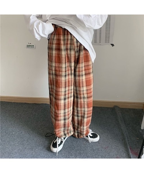 ARCHIVER（アーカイバ）の「チェック柄ルーズワイドレッグパンツ（その他パンツ・レディース・ブルー/オレンジ・LARGE）」の12枚目の写真