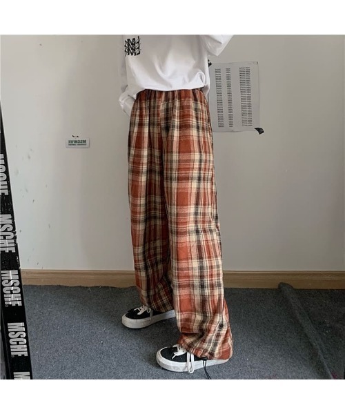 ARCHIVER（アーカイバ）の「チェック柄ルーズワイドレッグパンツ（その他パンツ・レディース・ブルー/オレンジ・LARGE）」の13枚目の写真