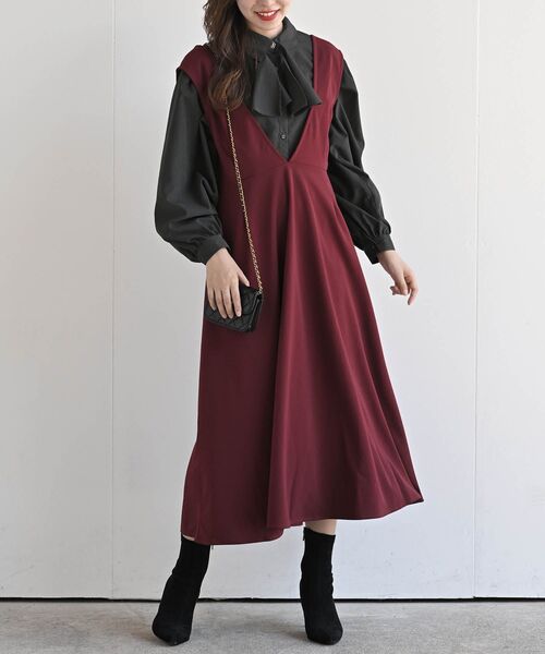 rps（アールピーエス）の「フレアージャンパースカート（ジャンパースカート・レディース・ブラック/ダークグリーン/ネイビー/ボルドー・フリー）」の4枚目の写真