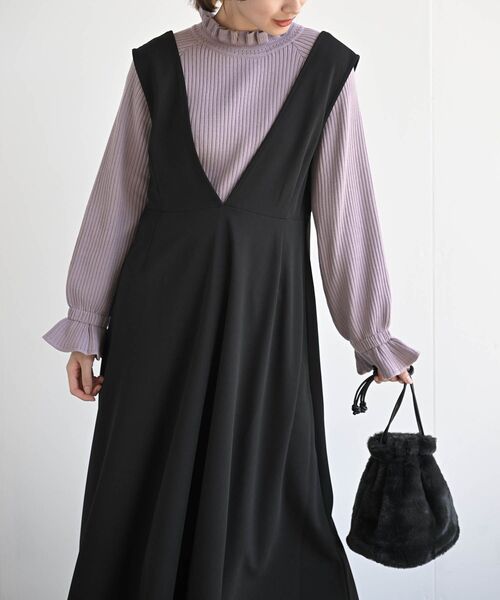 rps（アールピーエス）の「フレアージャンパースカート（ジャンパースカート・レディース・ブラック/ダークグリーン/ネイビー/ボルドー・フリー）」の7枚目の写真