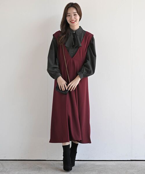 rps（アールピーエス）の「フレアージャンパースカート（ジャンパースカート・レディース・ブラック/ダークグリーン/ネイビー/ボルドー・フリー）」の10枚目の写真