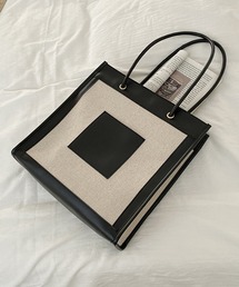 aimoha（アイモハ）の「フェイクレザーキャンパストートバッグ（トートバッグ）」