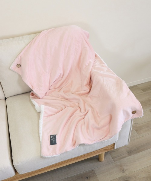 emesuelee（エメスーリー）の「4WAYベロア風裏ボアブランケットS（ブランケット・レディース・モカ/ブルー/サックスブルー/ピンク・フリー）」の10枚目の写真