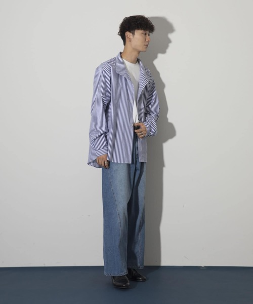 Couleur Meler（クルールメリー）の「Couleur Meler sakasa　2way stand collar shirts（シャツ/ブラウス・メンズ・ブルー系その他/グリーン系その他・MEDIUM/LARGE）」の9枚目の写真