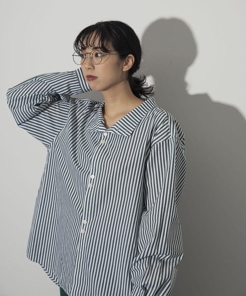 Couleur Meler（クルールメリー）の「Couleur Meler sakasa　2way stand collar shirts（シャツ/ブラウス・メンズ・ブルー系その他/グリーン系その他・MEDIUM/LARGE）」の4枚目の写真