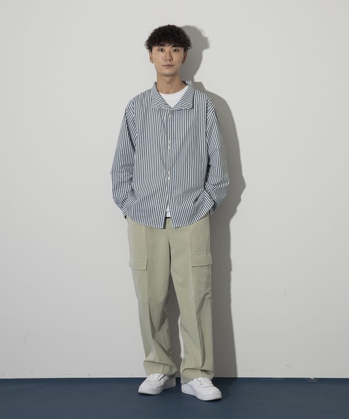 Couleur Meler（クルールメリー）の「Couleur Meler sakasa　2way stand collar shirts（シャツ/ブラウス・メンズ・ブルー系その他/グリーン系その他・MEDIUM/LARGE）」の21枚目の写真