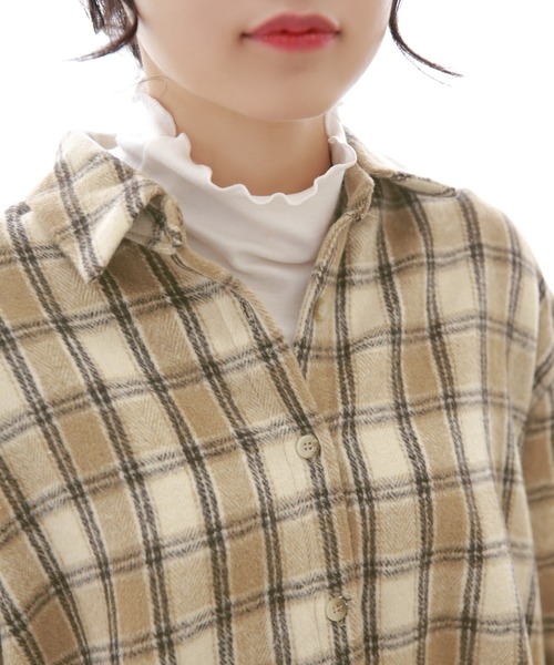 Isn't She?(イズントシー)の「起毛チェックシャツチュニック(シャツ/ブラウス・レディース・ネイビー/ベージュ・FREE)」の13枚目の写真