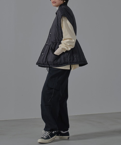 HANNE（アン）の「【by kumika】ウエストドロストキルティングベスト（その他アウター・レディース・カーキ/ブラック/ホワイト・フリー）」の8枚目の写真