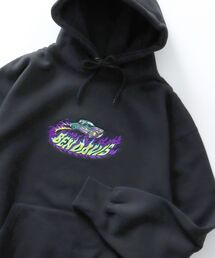 BEN DAVIS（ベンデイビス）の「【BEN DAVIS(ベンデイビス)】WHEELS ON FIRE HOODIE / フロント ファイヤーロゴ 刺繍 スウェット パーカー（パーカー・メンズ）」