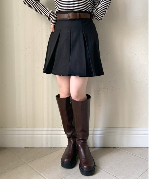 OLIVE des OLIVE（オリーブデオリーブ）の「合皮ベルト付きプリーツスカート（スカート・レディース・キャメル/スミクロ/チャコールグレー/ブラック・FREE）」の8枚目の写真