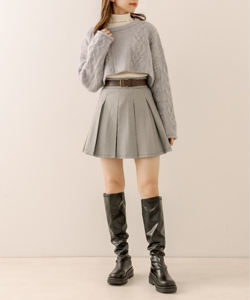 OLIVE des OLIVE（オリーブデオリーブ）の「合皮ベルト付きプリーツスカート（スカート・レディース・キャメル/スミクロ/チャコールグレー/ブラック・FREE）」の13枚目の写真