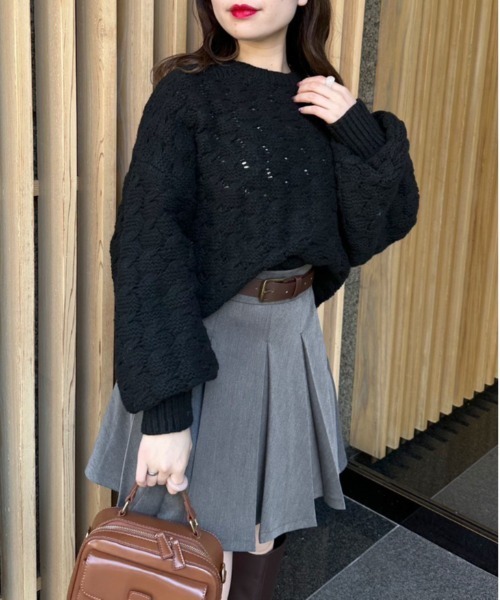 OLIVE des OLIVE（オリーブデオリーブ）の「合皮ベルト付きプリーツスカート（スカート・レディース・キャメル/スミクロ/チャコールグレー/ブラック・FREE）」の22枚目の写真