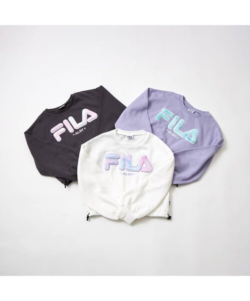 FILA（フィラ）の「FILAタイダイロゴトレーナー（スウェット・キッズ・ラベンダー/チャコール/オフホワイト・XX-SMALL/X-SMALL/SMALL/MEDIUM）」の9枚目の写真