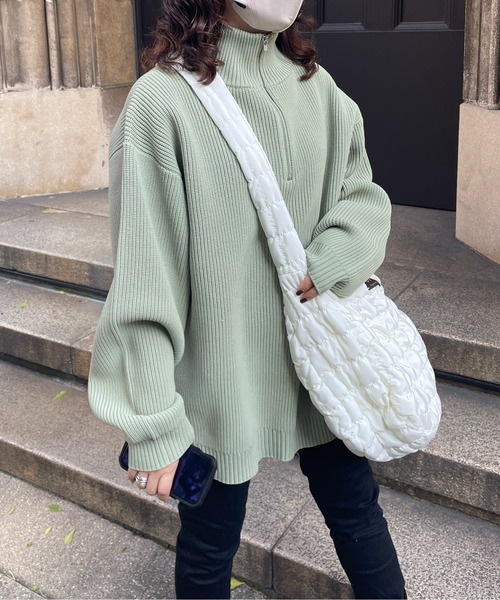 CPCM（シーピーシーエム）の「畦編みハーフジップニットプルオーバー（ニット/セーター・メンズ・グリーン/サックスブルー/ブラック/アイボリー・MEDIUM/LARGE）」の21枚目の写真