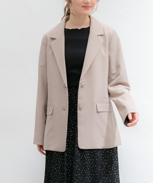 Honeys(ハニーズ)の「シングル釦ゆるテーラード(テーラードジャケット・レディース・ベージュ/ブラック/ネイビー系/サックスブルー系/ネイビー・LL/L/S/M)」の3枚目の写真