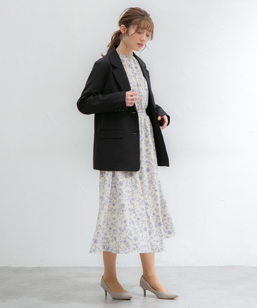 Honeys(ハニーズ)の「シングル釦ゆるテーラード(テーラードジャケット・レディース・ベージュ/ブラック/ネイビー系/サックスブルー系/ネイビー・LL/L/S/M)」の6枚目の写真