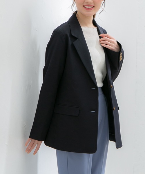 Honeys(ハニーズ)の「シングル釦ゆるテーラード(テーラードジャケット・レディース・ベージュ/ブラック/ネイビー系/サックスブルー系/ネイビー・LL/L/S/M)」の13枚目の写真