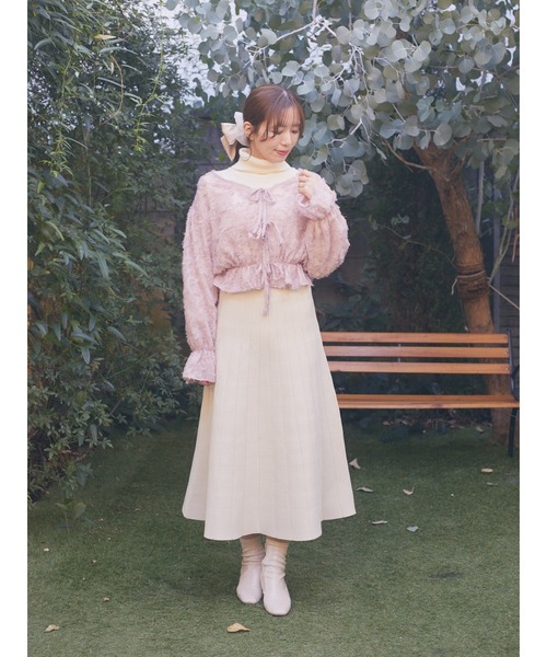 Areeam(アリーム)の「ニットフレアスカート(スカート・レディース・ピンク/アイボリー・FREE)」の9枚目の写真