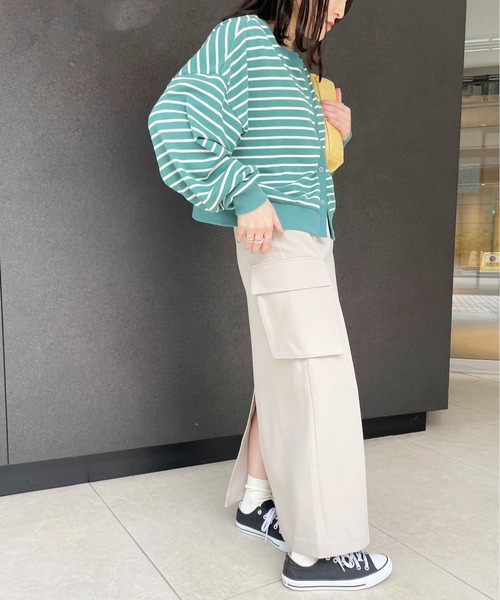 Meli rich（メリーリッチ）の「前後2WAYスナップボタンボーダーカーディガン（カーディガン/ボレロ・レディース・アイボリー/ピンク/グリーン/ネイビー・MEDIUM）」の17枚目の写真