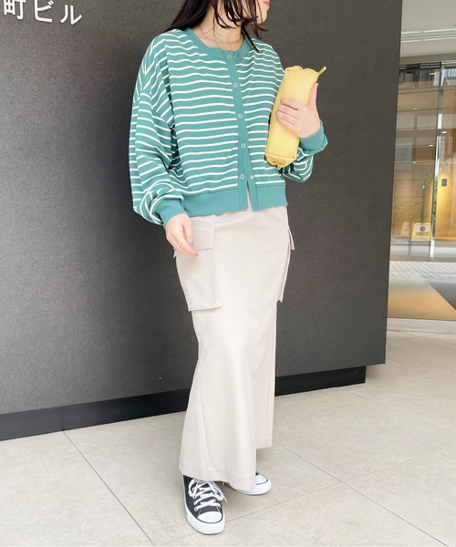 Meli rich（メリーリッチ）の「前後2WAYスナップボタンボーダーカーディガン（カーディガン/ボレロ・レディース・アイボリー/ピンク/グリーン/ネイビー・MEDIUM）」の18枚目の写真