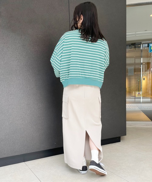 Meli rich（メリーリッチ）の「前後2WAYスナップボタンボーダーカーディガン（カーディガン/ボレロ・レディース・アイボリー/ピンク/グリーン/ネイビー・MEDIUM）」の19枚目の写真