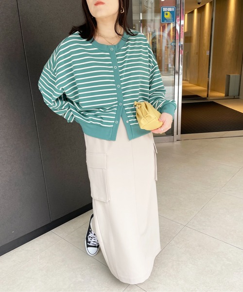 Meli rich（メリーリッチ）の「前後2WAYスナップボタンボーダーカーディガン（カーディガン/ボレロ・レディース・アイボリー/ピンク/グリーン/ネイビー・MEDIUM）」の21枚目の写真