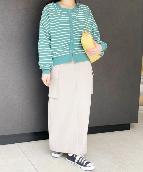 Meli rich（メリーリッチ）の「前後2WAYスナップボタンボーダーカーディガン（カーディガン/ボレロ・レディース・アイボリー/ピンク/グリーン/ネイビー・MEDIUM）」の22枚目の写真