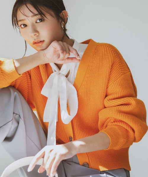 N.（N. Natural Beauty Basic）（エヌエヌナチュラルビューティーベーシック）の「【川津明日香さん着用】◆フロントリボンギャザーブラウス（シャツ/ブラウス・レディース・オフホワイト/ブルー/ドット・MEDIUM）」の2枚目の写真