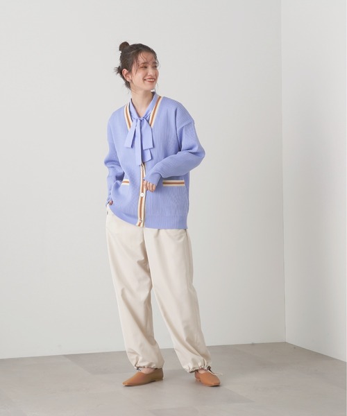 N.（N. Natural Beauty Basic）（エヌエヌナチュラルビューティーベーシック）の「【川津明日香さん着用】◆フロントリボンギャザーブラウス（シャツ/ブラウス・レディース・オフホワイト/ブルー/ドット・MEDIUM）」の10枚目の写真