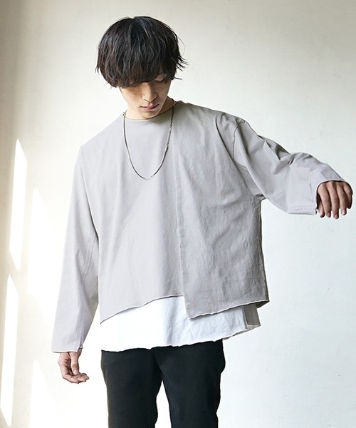 MinoriTY(マイノリティ)の「レイヤードロンT クロップドロンT×ノースリーブアンサンブル (Tシャツ/カットソー・メンズ・グレー/ブラック/ホワイト・M/L)」の3枚目の写真