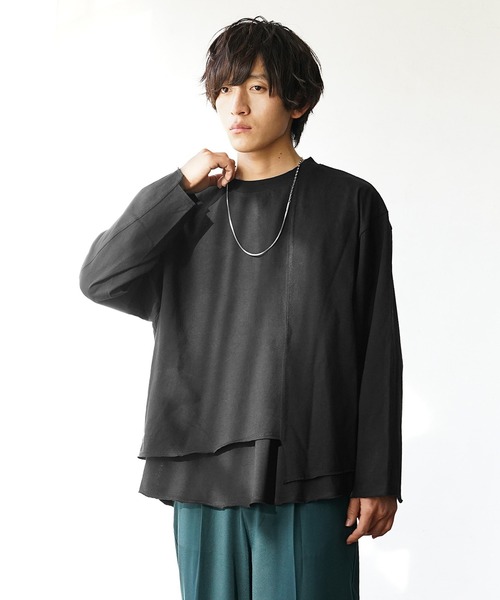 MinoriTY(マイノリティ)の「レイヤードロンT クロップドロンT×ノースリーブアンサンブル (Tシャツ/カットソー・メンズ・グレー/ブラック/ホワイト・M/L)」の1枚目の写真