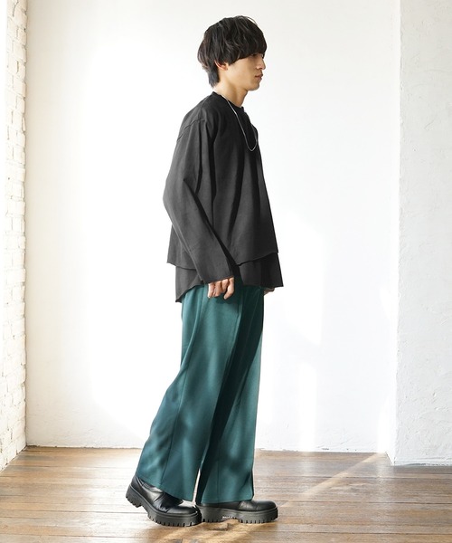 MinoriTY(マイノリティ)の「レイヤードロンT クロップドロンT×ノースリーブアンサンブル (Tシャツ/カットソー・メンズ・グレー/ブラック/ホワイト・M/L)」の14枚目の写真