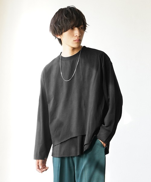 MinoriTY(マイノリティ)の「レイヤードロンT クロップドロンT×ノースリーブアンサンブル (Tシャツ/カットソー・メンズ・グレー/ブラック/ホワイト・M/L)」の12枚目の写真