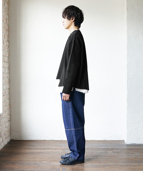 MinoriTY(マイノリティ)の「レイヤードロンT クロップドロンT×ノースリーブアンサンブル (Tシャツ/カットソー・メンズ・グレー/ブラック/ホワイト・M/L)」の16枚目の写真