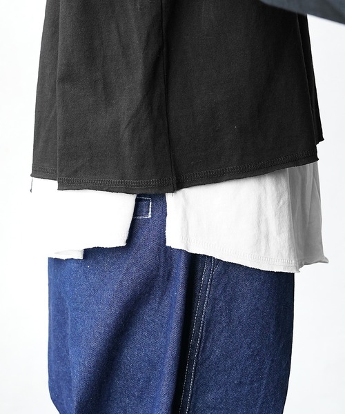 MinoriTY(マイノリティ)の「レイヤードロンT クロップドロンT×ノースリーブアンサンブル (Tシャツ/カットソー・メンズ・グレー/ブラック/ホワイト・M/L)」の18枚目の写真