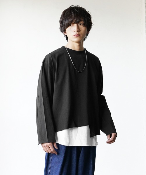 MinoriTY(マイノリティ)の「レイヤードロンT クロップドロンT×ノースリーブアンサンブル (Tシャツ/カットソー・メンズ・グレー/ブラック/ホワイト・M/L)」の5枚目の写真