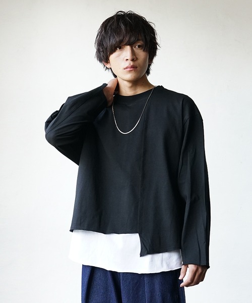 MinoriTY(マイノリティ)の「レイヤードロンT クロップドロンT×ノースリーブアンサンブル (Tシャツ/カットソー・メンズ・グレー/ブラック/ホワイト・M/L)」の4枚目の写真