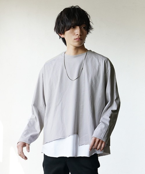MinoriTY(マイノリティ)の「レイヤードロンT クロップドロンT×ノースリーブアンサンブル (Tシャツ/カットソー・メンズ・グレー/ブラック/ホワイト・M/L)」の10枚目の写真