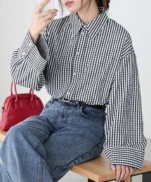 パールボタン レギュラーカラー ワイドスリーブ オーバーシャツ