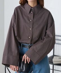 パールボタン レギュラーカラー ワイドスリーブ オーバーシャツ
