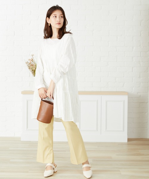 acro（アクロ）の「■からみストライプティアードミニワンピース/AC3107（ワンピース・レディース・ホワイト/ブラック/ブルー・ﾌﾘ-）」の10枚目の写真