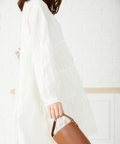 acro（アクロ）の「■からみストライプティアードミニワンピース/AC3107（ワンピース・レディース・ホワイト/ブラック/ブルー・ﾌﾘ-）」の20枚目の写真