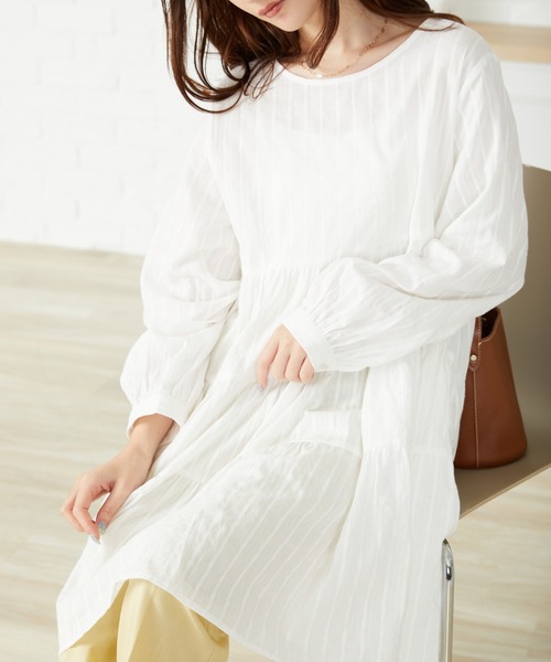 acro（アクロ）の「■からみストライプティアードミニワンピース/AC3107（ワンピース・レディース・ホワイト/ブラック/ブルー・ﾌﾘ-）」の11枚目の写真