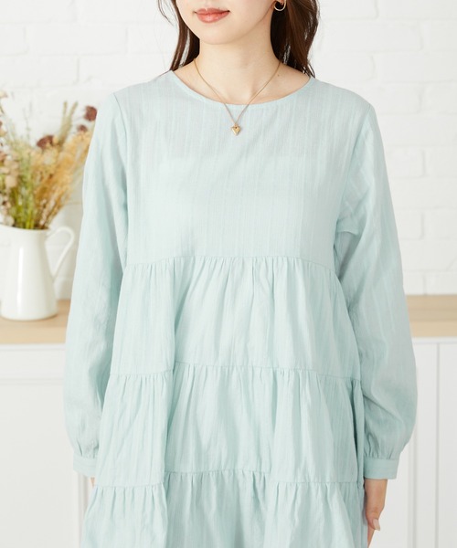 acro（アクロ）の「■からみストライプティアードミニワンピース/AC3107（ワンピース・レディース・ホワイト/ブラック/ブルー・ﾌﾘ-）」の13枚目の写真