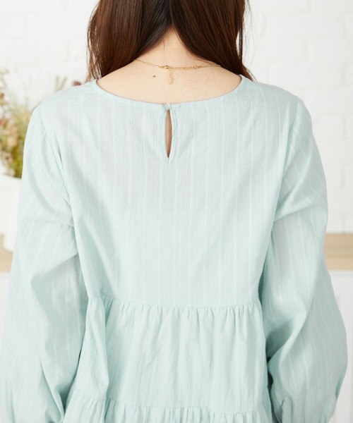 acro（アクロ）の「■からみストライプティアードミニワンピース/AC3107（ワンピース・レディース・ホワイト/ブラック/ブルー・ﾌﾘ-）」の9枚目の写真