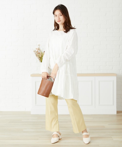 acro（アクロ）の「■からみストライプティアードミニワンピース/AC3107（ワンピース・レディース・ホワイト/ブラック/ブルー・ﾌﾘ-）」の4枚目の写真