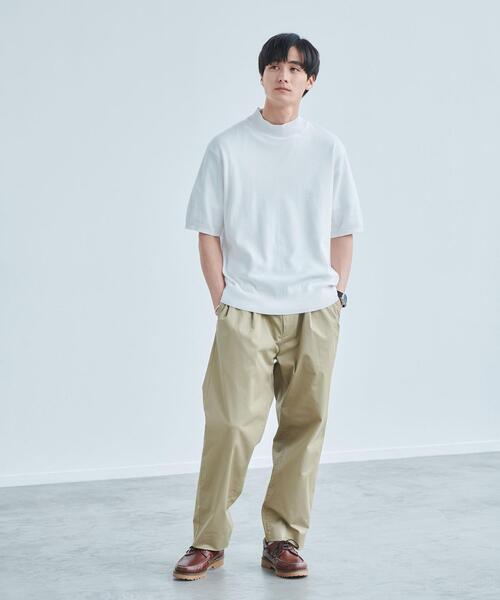 gicipi(ジチピ)の「<gicipi> コットン CALAMARO モックネック ニット カットソー(Tシャツ/カットソー・メンズ・ネイビー/ホワイト/ケリー・L/M)」の4枚目の写真