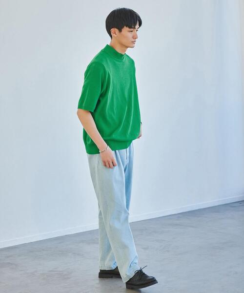 gicipi(ジチピ)の「<gicipi> コットン CALAMARO モックネック ニット カットソー(Tシャツ/カットソー・メンズ・ネイビー/ホワイト/ケリー・L/M)」の10枚目の写真