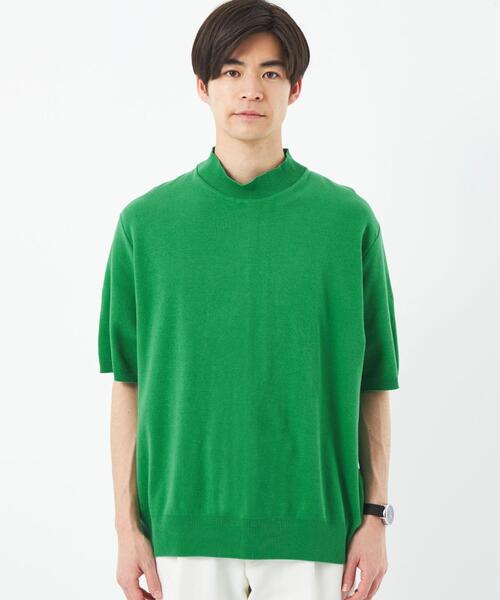 gicipi(ジチピ)の「<gicipi> コットン CALAMARO モックネック ニット カットソー(Tシャツ/カットソー・メンズ・ネイビー/ホワイト/ケリー・L/M)」の15枚目の写真