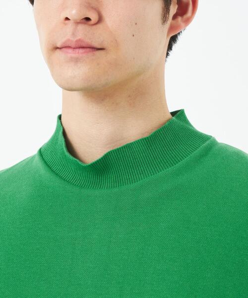 gicipi(ジチピ)の「<gicipi> コットン CALAMARO モックネック ニット カットソー(Tシャツ/カットソー・メンズ・ネイビー/ホワイト/ケリー・L/M)」の9枚目の写真